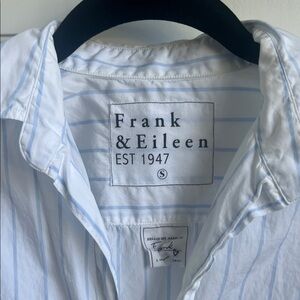 Frank & Eileen Women's White Shirt with Blue Stripes